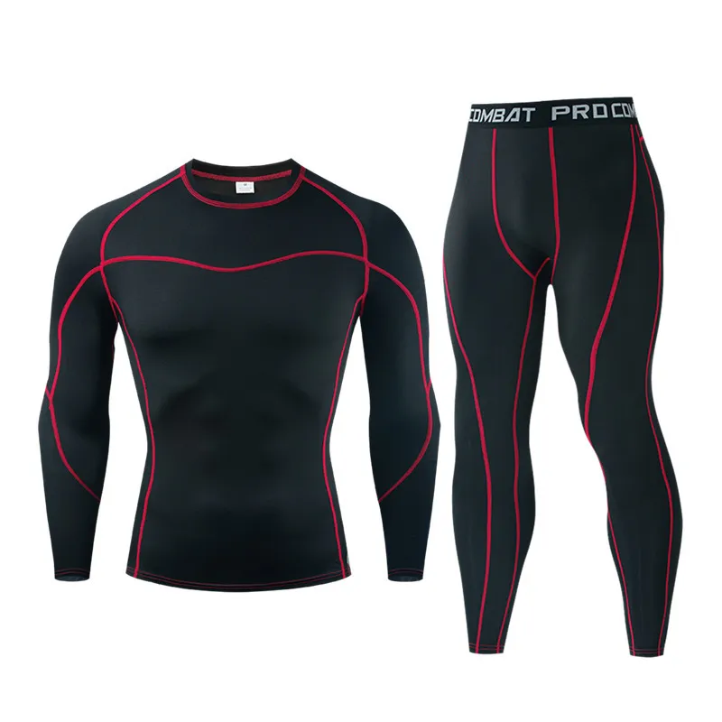 Homens definir inverno roupa interior térmica treino calças de compressão esportes t-shirleggings calças marca suor ginásio roupas jogging terno 220601