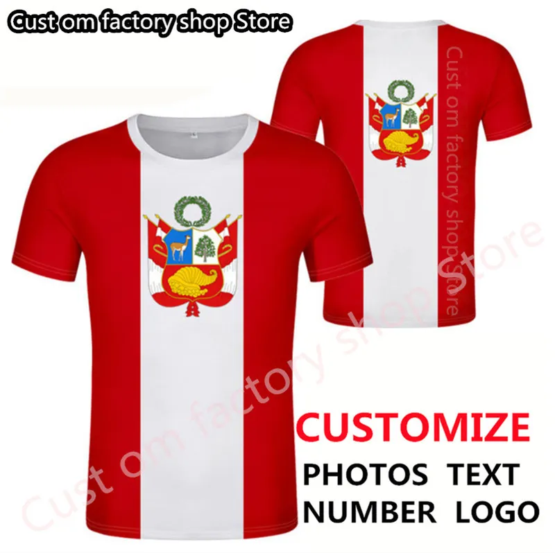Peru t shirt DIY bezpłatny numer nazwy niestandardowej na koszulkę flag flaga epublika peruwiańska hiszpańska college tekst po ubrania 220609