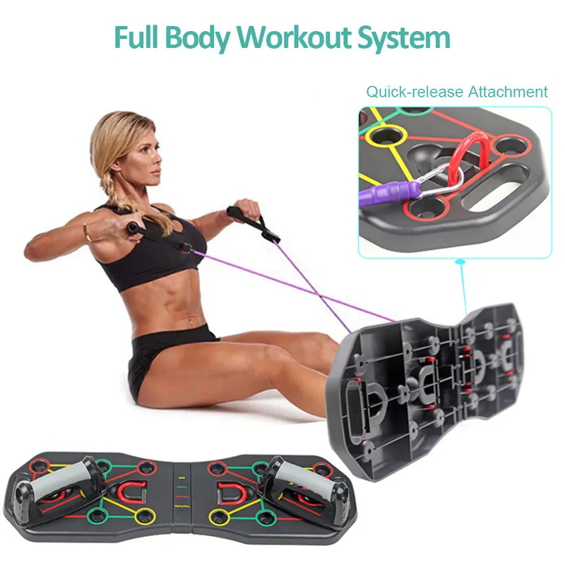 Multi-função dobrável push up board sistema com faixas de tubo de resistência puxar corda musculação exercício push-up stand board 220801