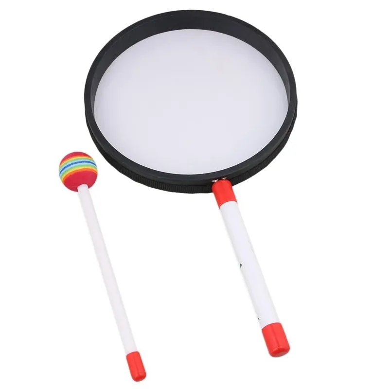 7.9 inch Lollipop Shape Drum With Rainbow Color Mallet Music Rhythm Instruments Kids Baby Children Playing Toy 220706