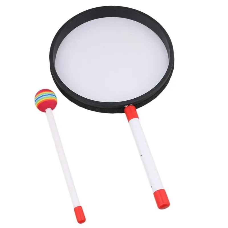 7,9 polegadas Lollipop Shape tambor com arco -íris Music Music Music Rhythm Instruments Crianças crianças brincando Toy 220706