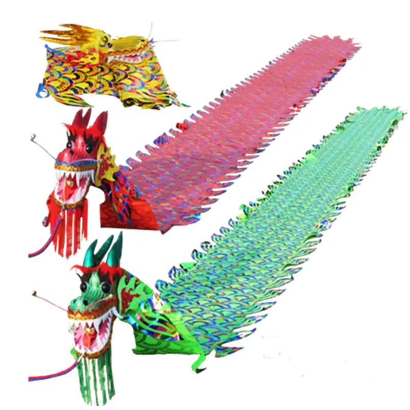 Chinese Party Celebration Dragon Ribbon Dance Props Colorful Square Fitness Products Funny Toys For Children Adults Festival Gift2416