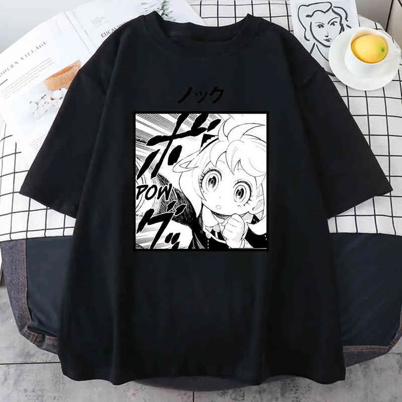Anya Forger Spy X Family Art Manga Mens Loose Clothing Fashion Sweat T-shirts Street Hip Hop Tops Cotton Casual Summer T Shirt G220512