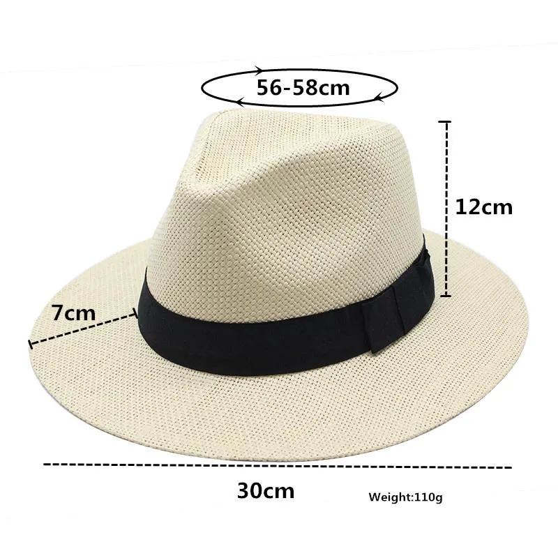 Bérets d'été Fedoras Panama Jazz Chapeau chapeaux de soleil pour femmes homme plage paille hommes Protection UV Casquette Chapeau FemmeBerets234r