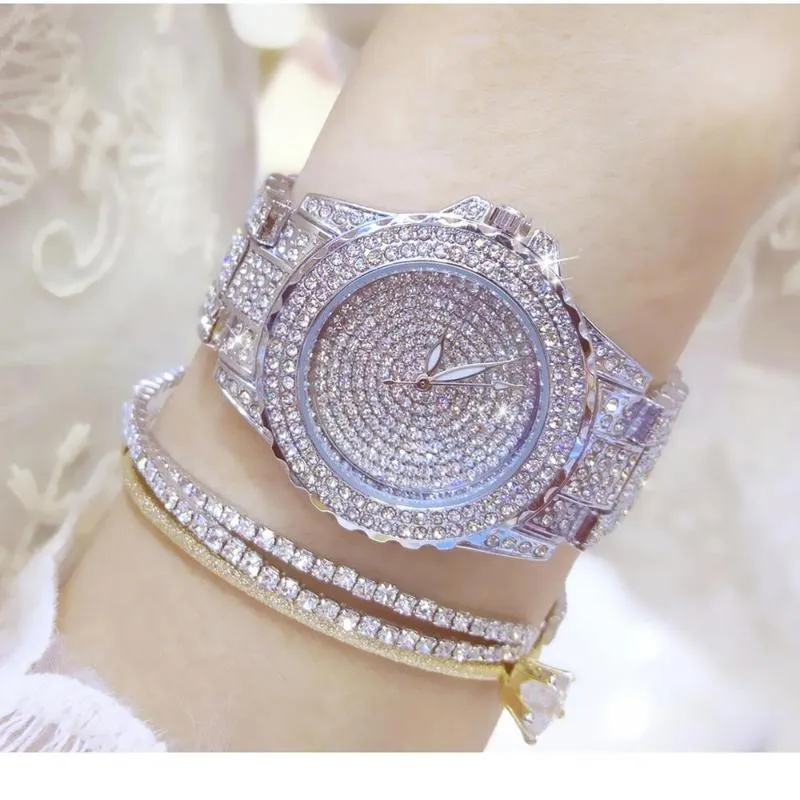 Relógios de pulso Bling Ladies Wrist Watches Dress Gold Gold Women Crystal Diamante