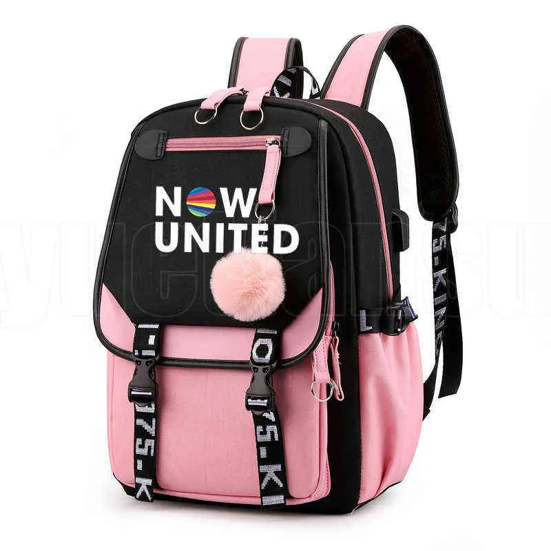 Şimdi genç kızlar için United School Bags Pack Pembe Bookbag Now United Şarkı Sözleri Backpack Un Team Softback Kpop Back Pack Yeni