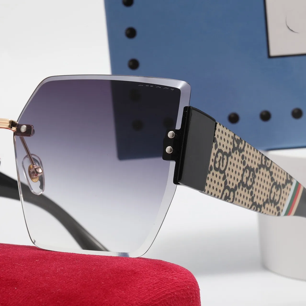 Luxury design square rimless sunglasses for women 2022 European and American retro man polarized sunglasses UV400 sun-glasses