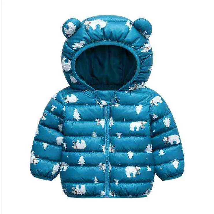 New Baby Boys Coat Autumn Winter Cartoon Bear Coat for Boys Warm Whooded Withed Wearn Clothers Baby Boys Coat J220718