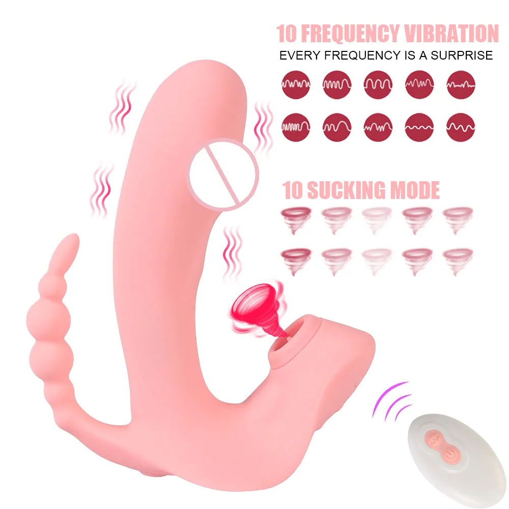 3 en 1 sucer vibrateur langue lécher vagin Anal Clitoris stimulateur sexy jouets pour femmes Rotation perles gode portable
