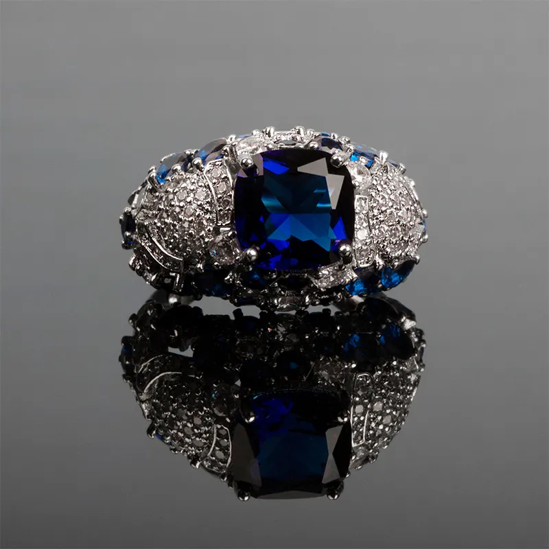 Cellacy Klasik Gümüş 925 Yüzük Oval mavi safir değerli taşları olan cazibe kadınları için Fingle Fine Yahudi Bütün Beden 6 10 220725309s