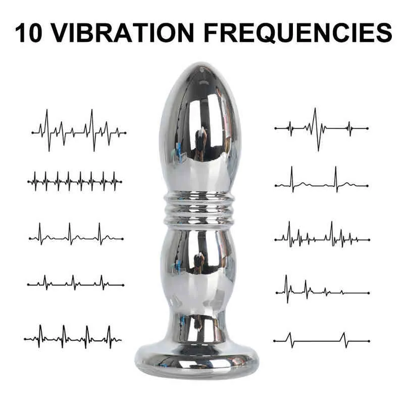 Erotica Anal Toys Metal Vibrators for Men Women Prostate Masturbator Vibrating Plug Stainless Steel Butt Vaginal Toys Sex Shop 220507
