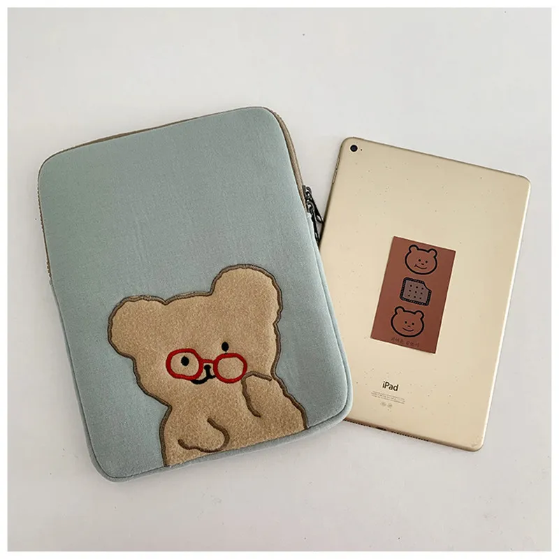 Корейский медведь чехол для ноутбука для мультяшных очков медведь iPad Pro 9.7 10.5 11 13 13.3 14.9 15-дюймовый планшетный рукав Внутренняя сумка 220421