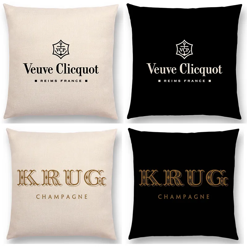 Kuddefodral Black White Linen Cushion Cover Luxury Decoration Pillow Case High Quality Printed Bar Letters El Family Sofa 220623