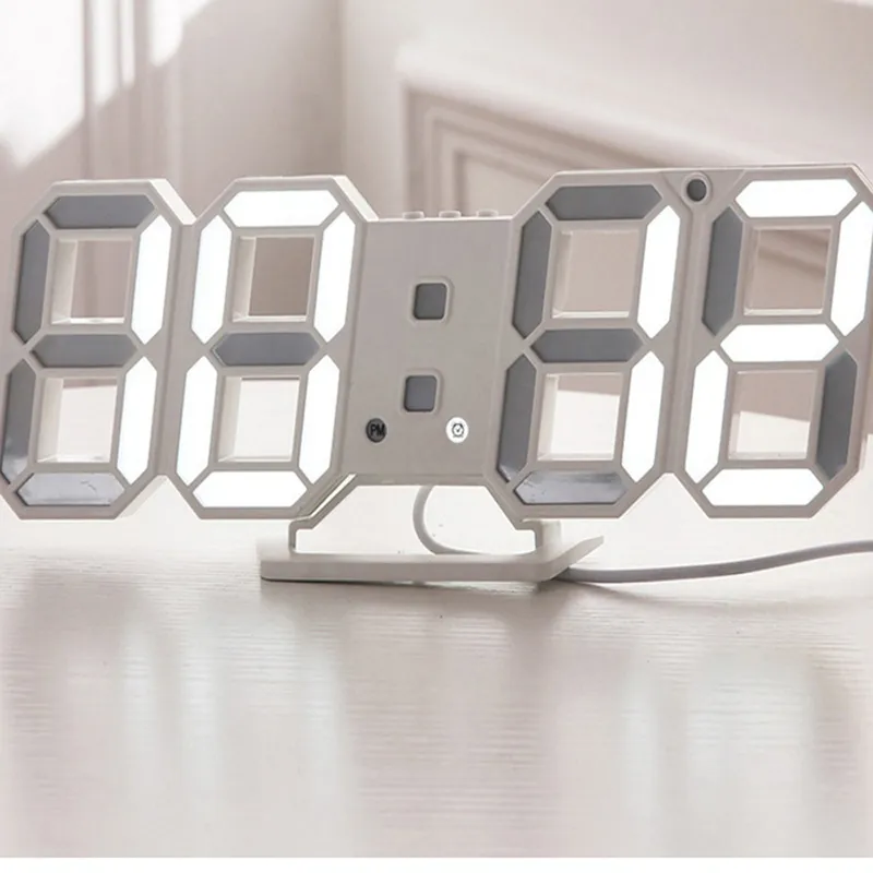 3D LED Digital Relógio Moderno Design de Parede Nightlight Table Alarme de temperatura para casa Decoração da sala de visitas 220329