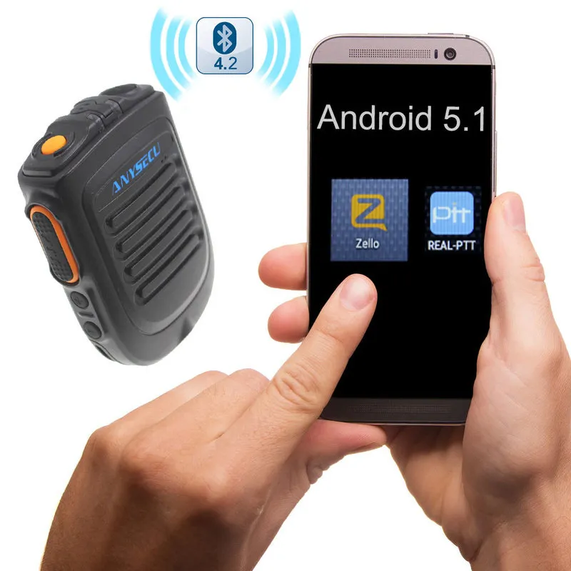 Kablosuz PTT Bluetooth Handfree Hoparlör B01 POC Android Ağı için Mikrofon Radyo Walkie Talkie Telefon Zello 220728 ile Çalışıyor