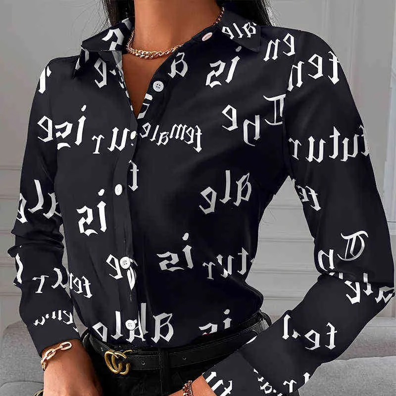 Fashion Chain Leopard Printed Lady Office Shirt Elegant Turn-down Collar Blouse Casual Button Long Sleeve New Autumn Women Tops