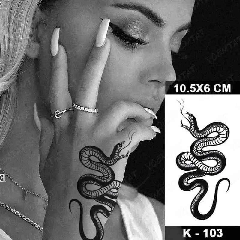 NXY Temporary Tattoo Waterproof Sticker Snake Flower Rose Flash s Lace Fox Lion Tree Body Art Arm Fake Sleeve Women 0330