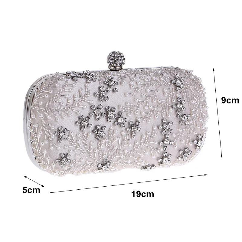 Women's Clutch Bag Crystal Pearl Luxury Handbag Embroidery Evening Wedding for Bridal Shoulder ZD1529 220523