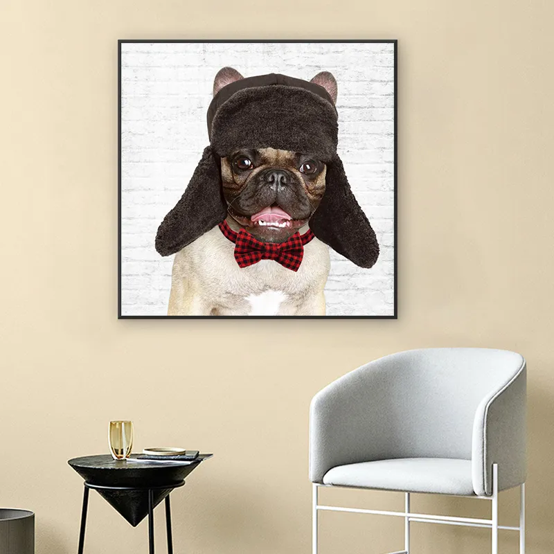 Bulldog Cosplay Poster Hippie Dog Canvas Schilderij Nordic Animals Wall Art Print Pictures voor Woonkamer Decor Geen frame Cuadros