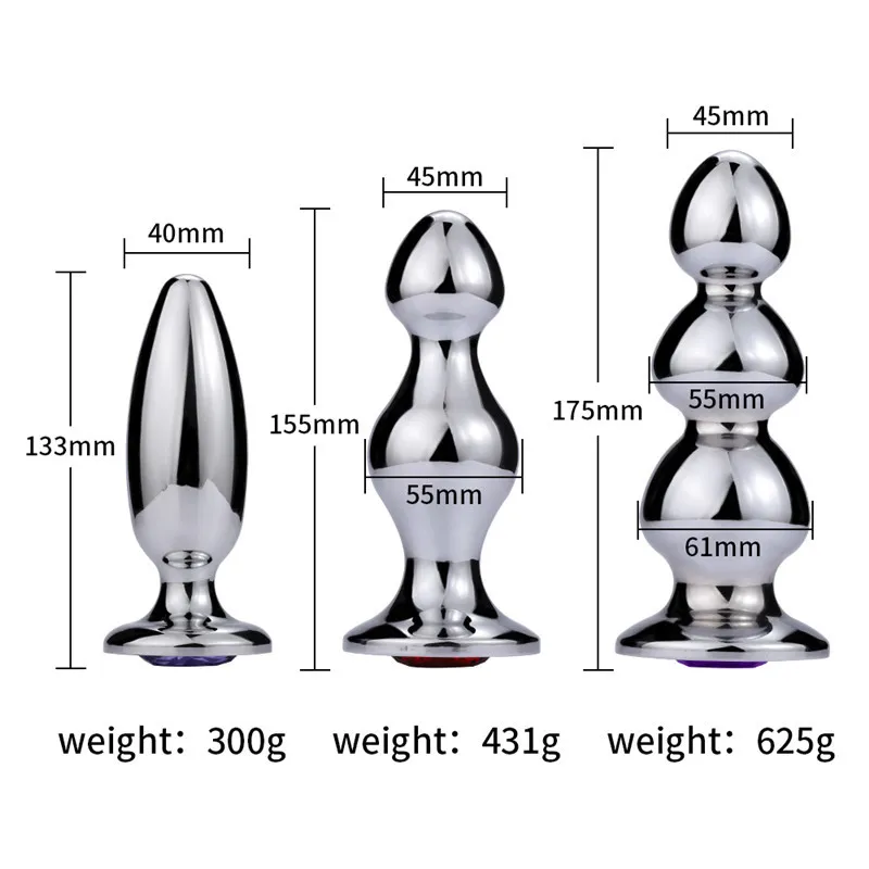 Plugue anal atraente com massagem de próstata de diamante para homens, estimulador de expansão de ânus feminino, grande inserção, contas anais, brinquedos sexyos