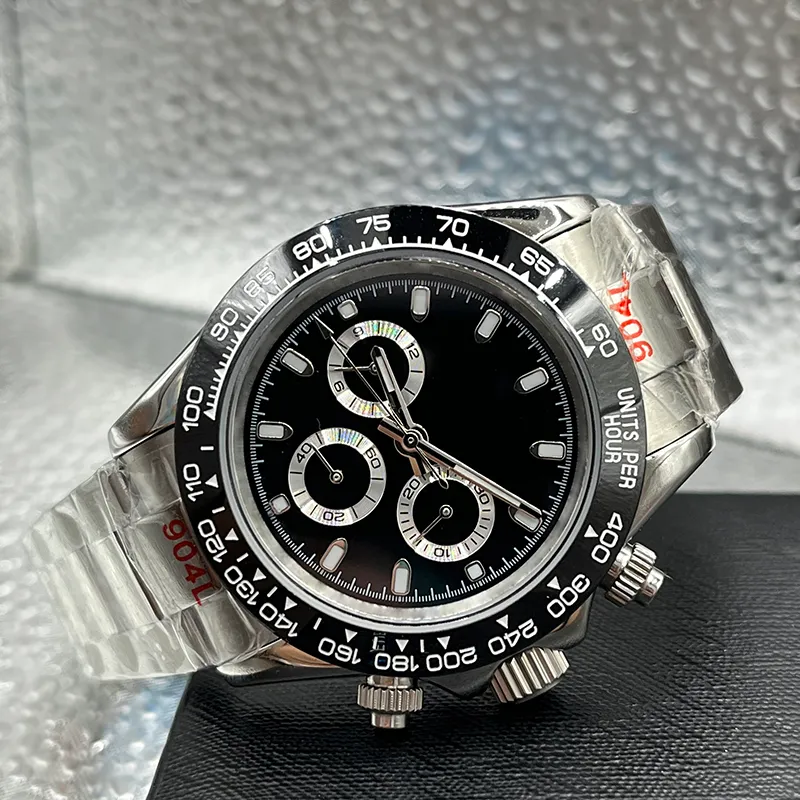 Relógio mecânico automático masculino 40mm relógio 904 pulseira de aço inoxidável preto moldura cerâmica branco disco pulseira fecho dobrável waterpr226b