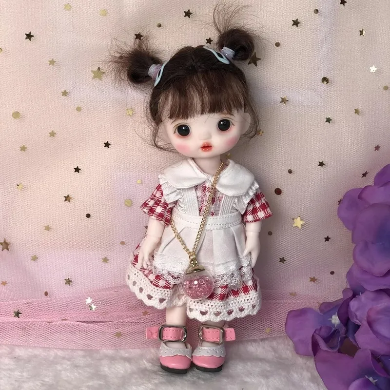 17CM Mini Cute BJD Dolls Fashion Clothes Suit Princess Makeup Joints Movable Bebe Reborn Accessories 16CM 1/8 Doll for Girls Toy 220418