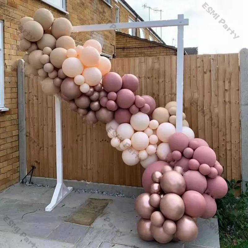 Fördubblat dammrosa rosa boho bröllopsengagemang dekoration krom ros guld naken ballonger garland ballon båge global födelsedagsdekor 220609