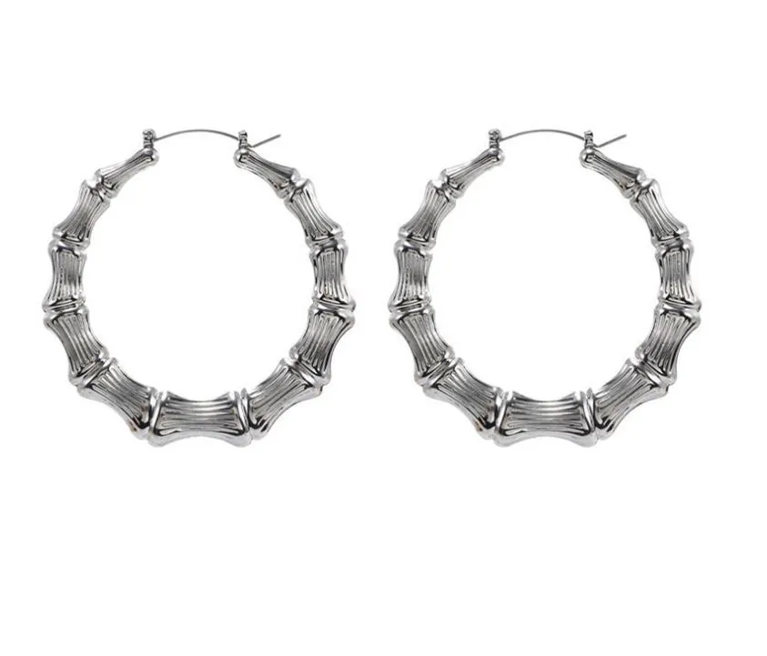 Orecchini a cerchio di bambù Big Hip Hop Punk Trendy Big Punk Hoop Orecchini 18K Fashi