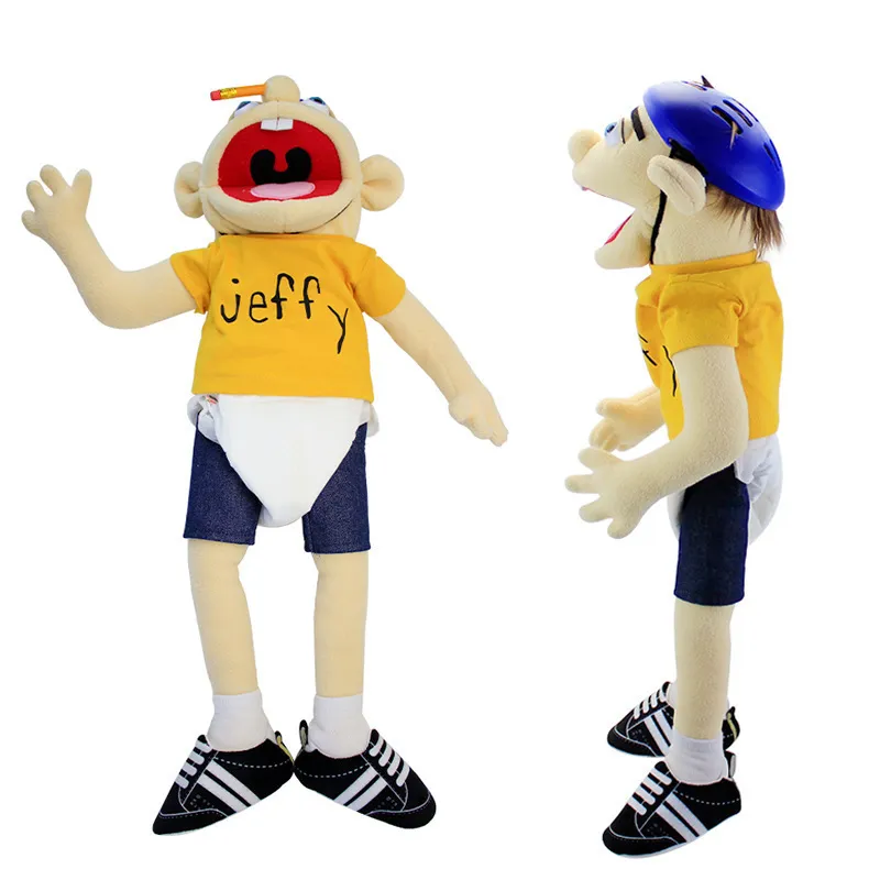 60 cm Stor Jeffy Hand Puppet Plush Doll fylld leksaksfigur barn Utbildning Gift Funny Party Press Juldockleksaker Puppet 22081305543