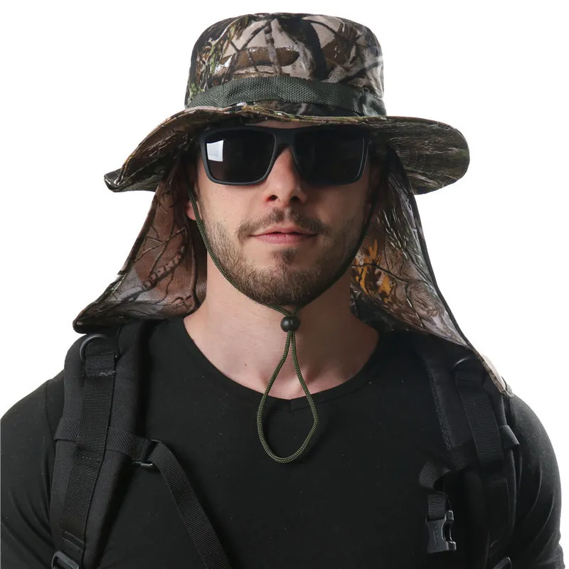 Tactical Camouflage Boonie Hats Nepalese Cap Bucket Hat Militares Army Mens Military Hiking Fishing Hat With Flaps UV UPF50 220507
