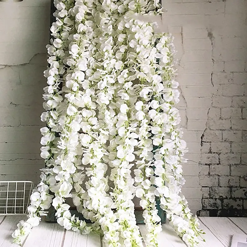 Artificial Wisteria Silk Flowers Hanging Wed Decor Flower Garland for Home Garden el Wedding ation 220329