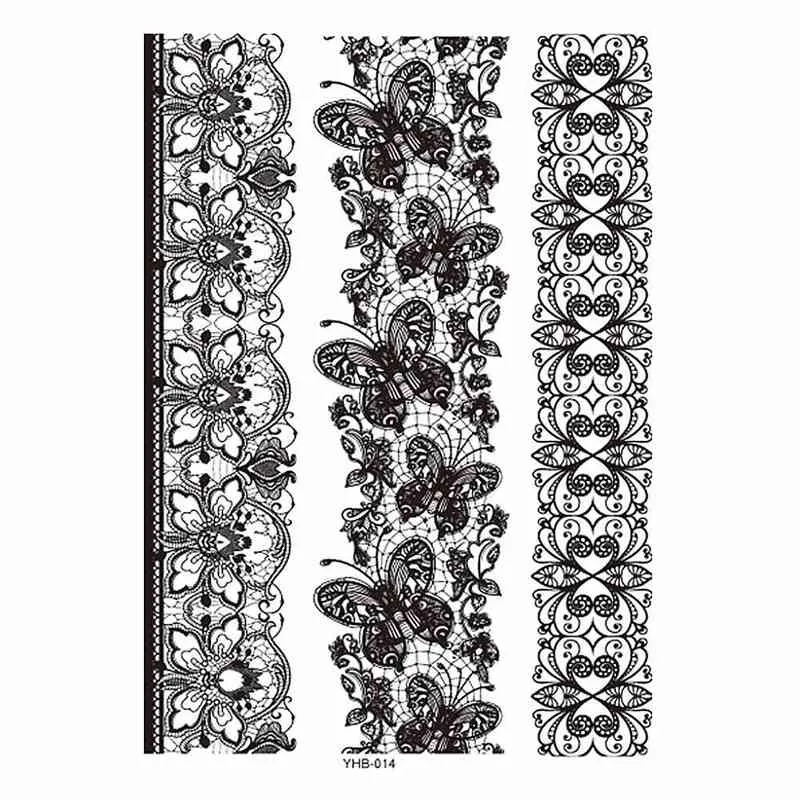 NXY tatouage temporaire grands autocollants au henné pour mariage Gbj206 encre noire pâte à dentelle femmes fête mariées fleur 21x15 cm 0330