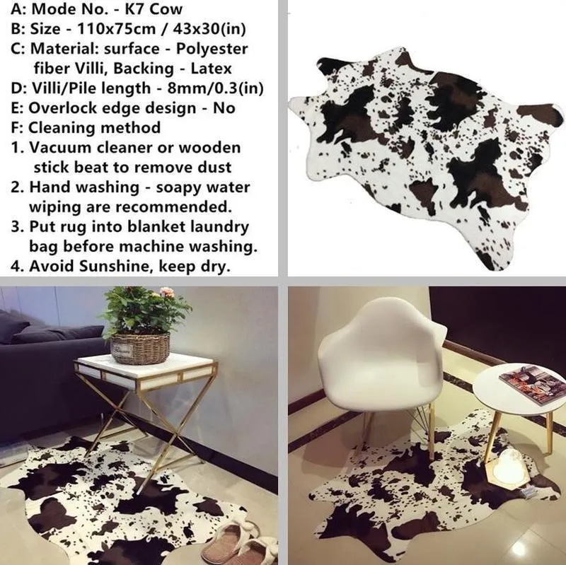 Creative Zebracow 3D Carpets imprimés pour le salon AntiSlip Mignon Animal Throw RAPS FORDER MATS ROI