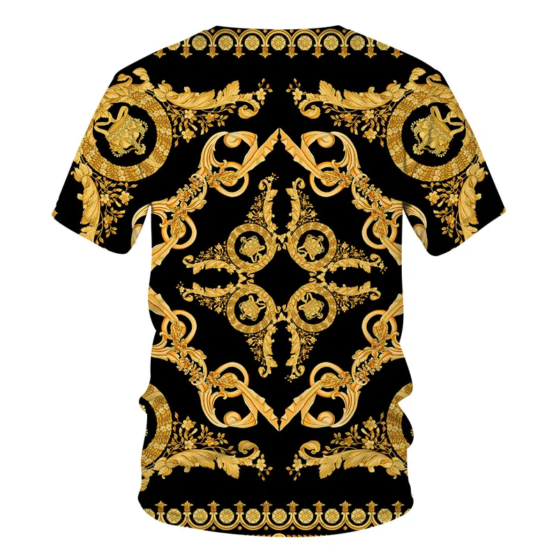 Luxe Style baroque 3D Imprimer Hommes T-shirts Mode Col rond à manches courtes Tops amples T-shirts surdimensionnés T-shirt Hommes Vêtements 6XL 220607
