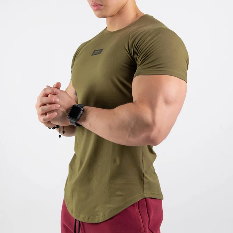 Spor salonu tişört erkek fitness vücut geliştirme pamuk sıska tişört erkek koşu spor jogging antrenman tee üstler crossfit marka giyim 220728