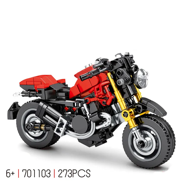 Motorfietsmodel Bouwstenen Speed ​​Champ Sport Race Moto stelt weg Vehicle City Car Motor Bakstenen Kits Toys 220715