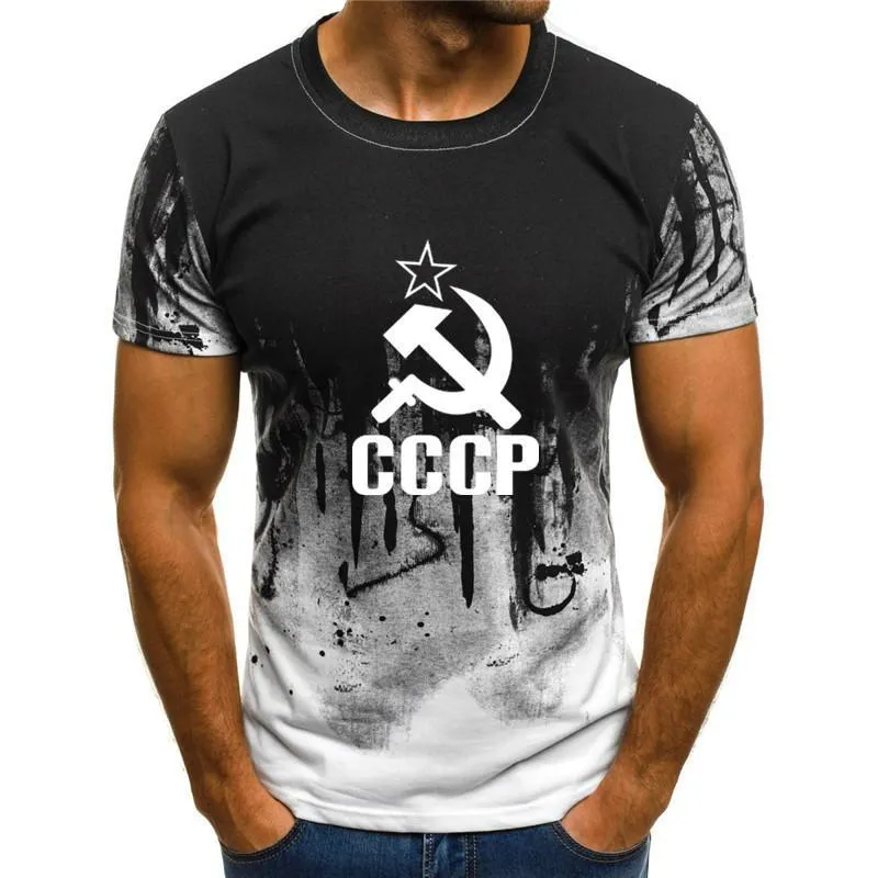 Mens T Shirt Summer CCCP Russian 3D T Shirts Men USSR Sovjet Union Man kort ärm Tshirt Moskva Tees O Neck Toppar Kläder 220623