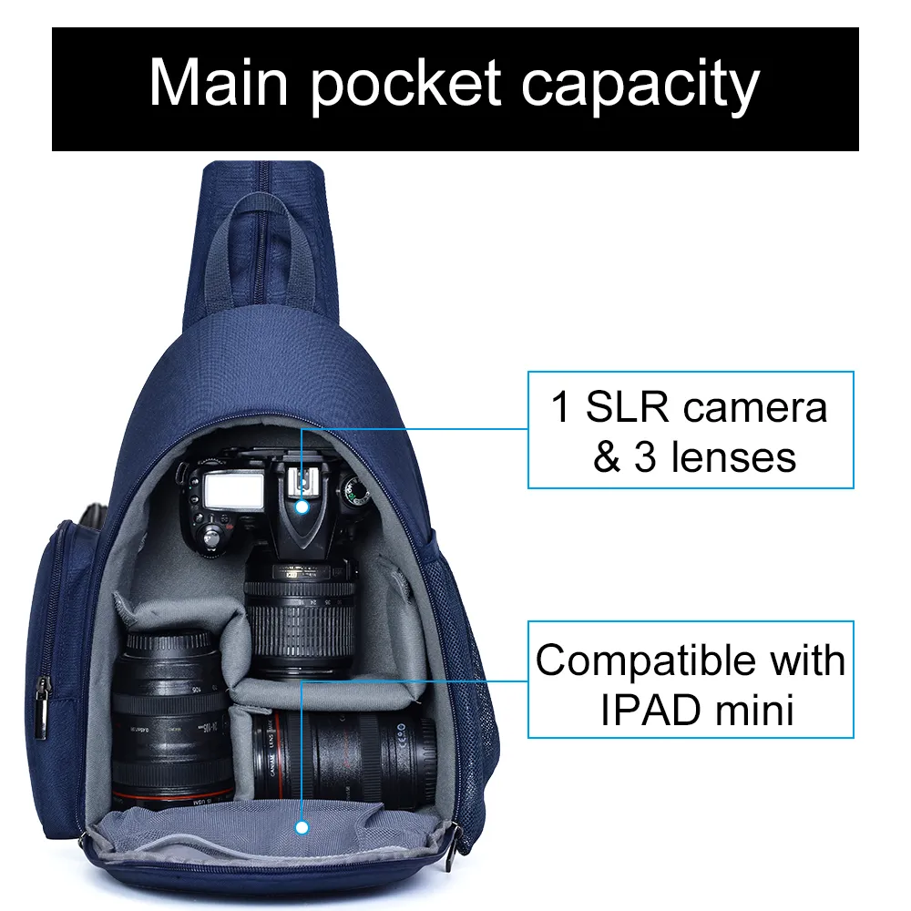 ZK50 카메라 숄더 백 슬링 백 배낭 방수 나일론 쇼크 방지 스크래치 저항성 DSLR 남성 캐논 Nikon 소니