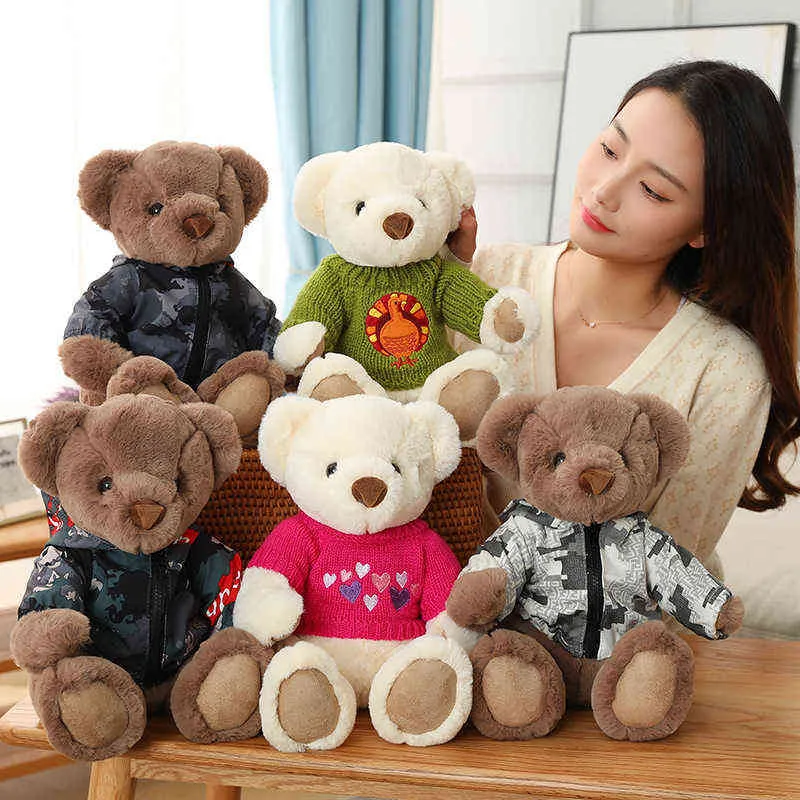 Pc cm super schattige teddybeer met kleding knuffels kawaii multistyle dressing pluche kussen gevulde poppen voor meisjes J220704