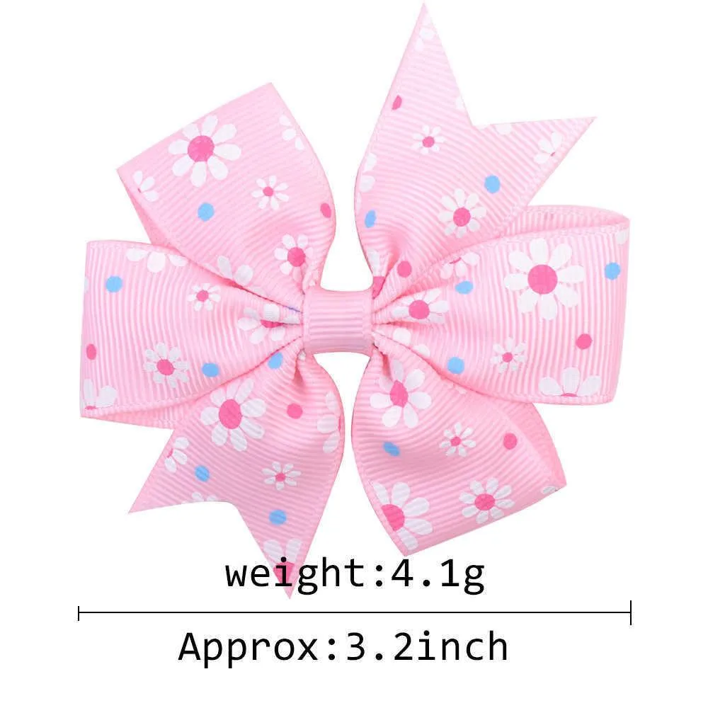 printed Daisy sunflower dots rib band fishtail bow baby hairpin children headdress 039