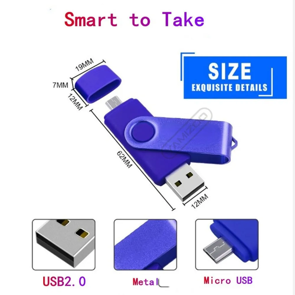 Benutzerdefinierte bunte OTG 2.0 USB-Flash-Laufwerk 8 GB 16 GB 32 GB 64 GB 128 GB USB-Stick Hochgeschwindigkeits-Stick für Smartphone Laptop