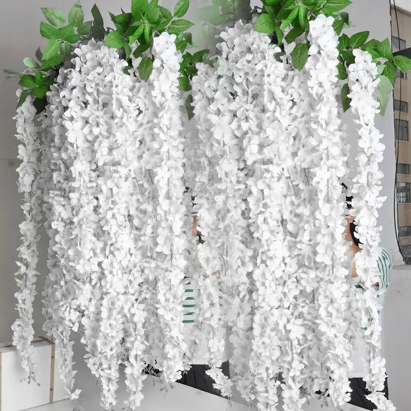 20st Artificial Wisteria Silk Flowers Hanging Wed Decor Flower Garland For Home Garden El Wedding ation 2203298662737