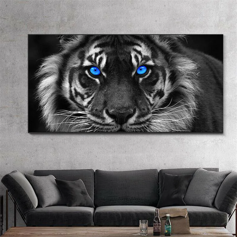 Affiche d'animal en noir et blanc, sans cadre, tigre sur toile, affiches religieuses, imprimés, images d'art murales pour salon
