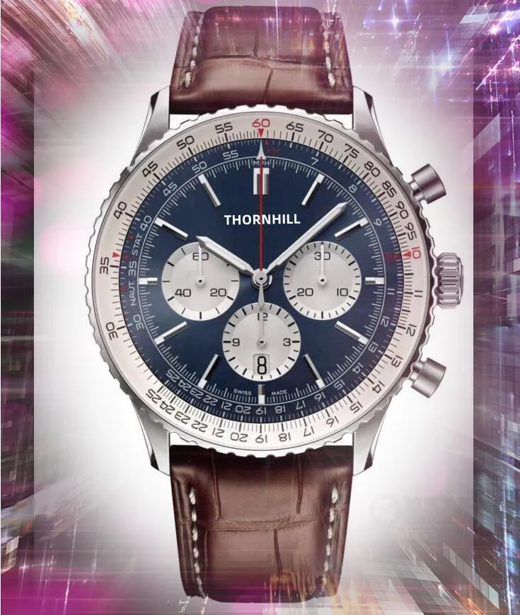 2022 Crime Premium Men Full Functional Wristwatch 42mm Quartz Time Clock Watch Watch Highine Leather Belt Band Classic 263p