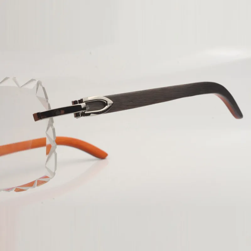 Montures de lunettes à verres transparents découpés, nouveau Design, branches en bois orange 3524028, taille unisexe 56-18-140mm Express225O