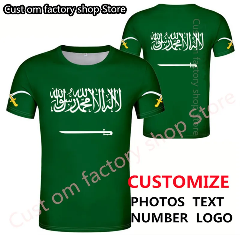 ARABIE SAOUDITE t-shirt bricolage gratuit nom personnalisé numéro sau T-Shirt drapeau de la nation sa arabe arabe islam pays arabe imprimer texte vêtements 220609