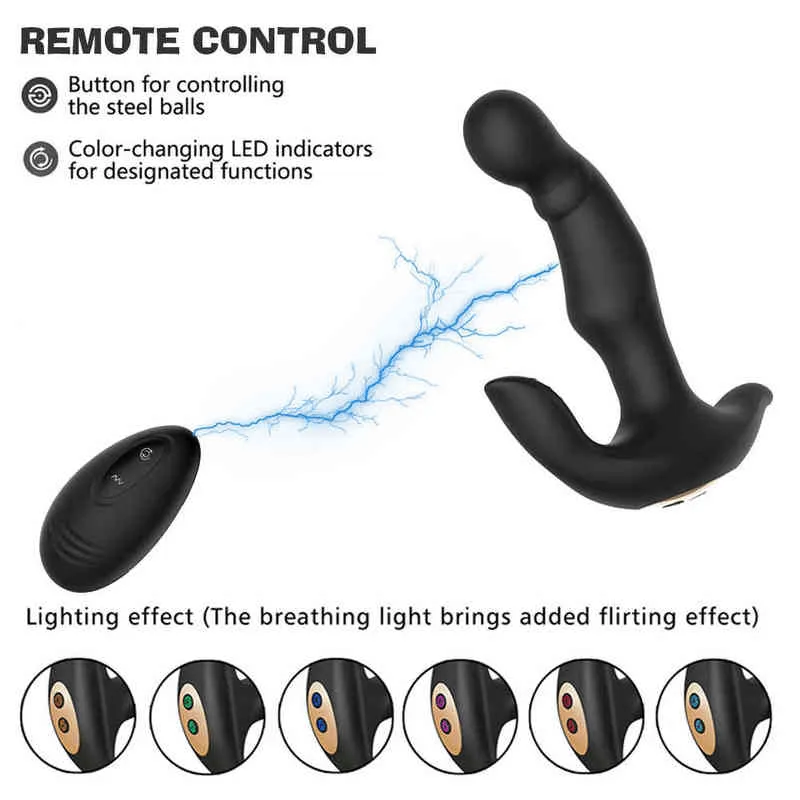 NXY Vibratoren 10 Frequenz Rotierende Perle Vibrator Prostata Stimulator Anal Plug Butt Weibliche Masturbator Sex Maschine Erwachsene Spielzeug Für Paar 220427