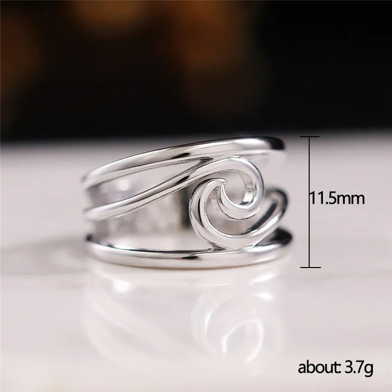 Anillo fino de playa 2022, anillo de ola de mar y océano, anillos de declaración de promesa de vacaciones para mujeres, parejas, joyería de moda