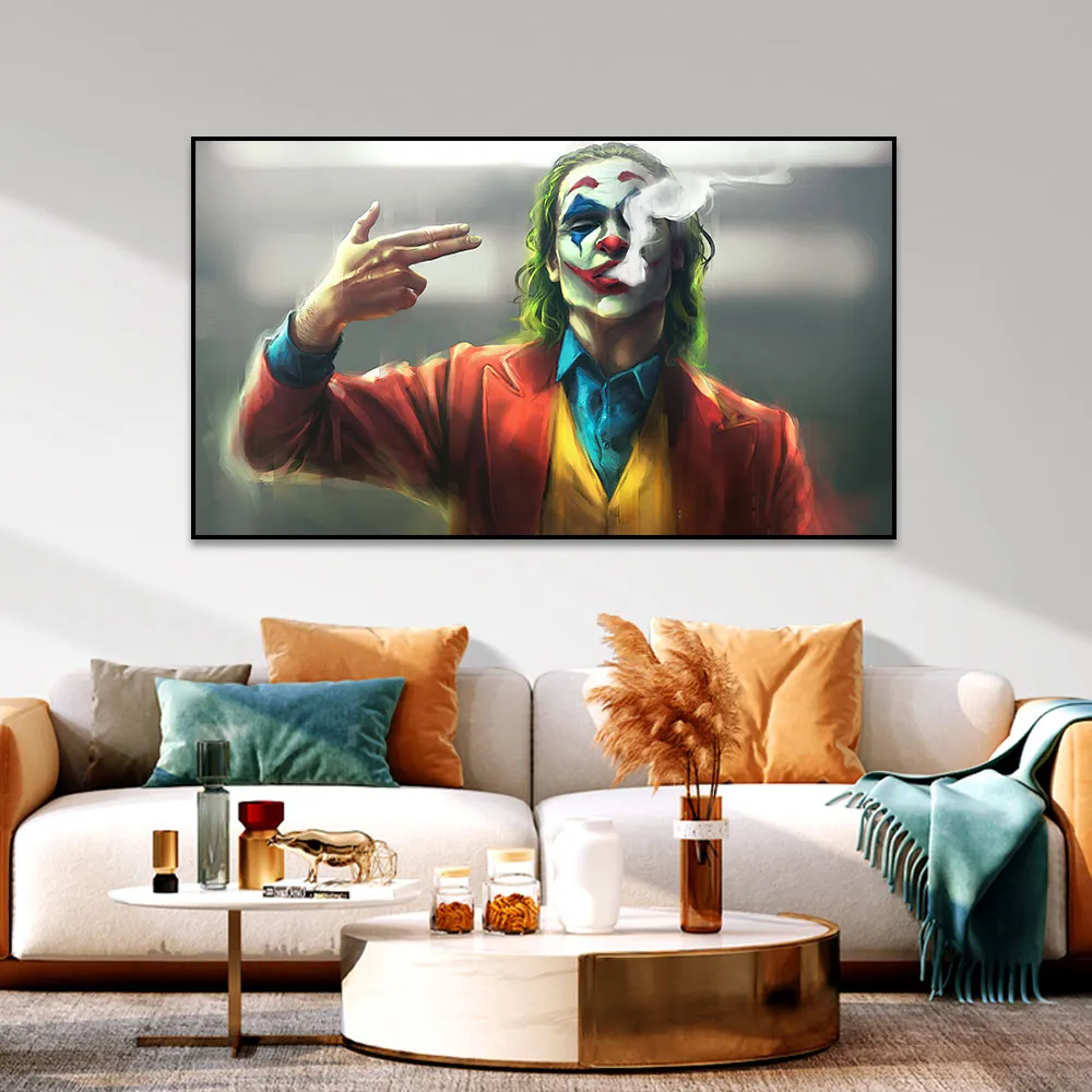 The Joker Smoking Poster und Druck, Graffiti-Kunst, kreatives Film-Ölgemälde auf Leinwand, Wandkunst, Bild für Wohnzimmer-Dekoration