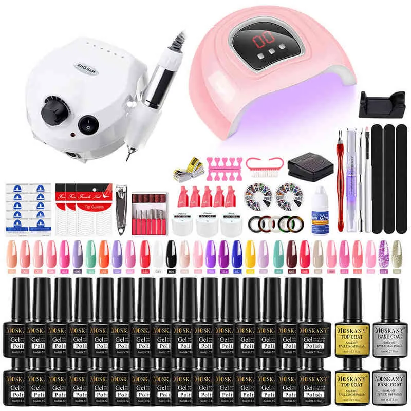 NXY Nail Art Kits Professional Set With Drill And UV Lamp Dryer For Extensions Gel s Polish Kit Soak Off Polygels 220602